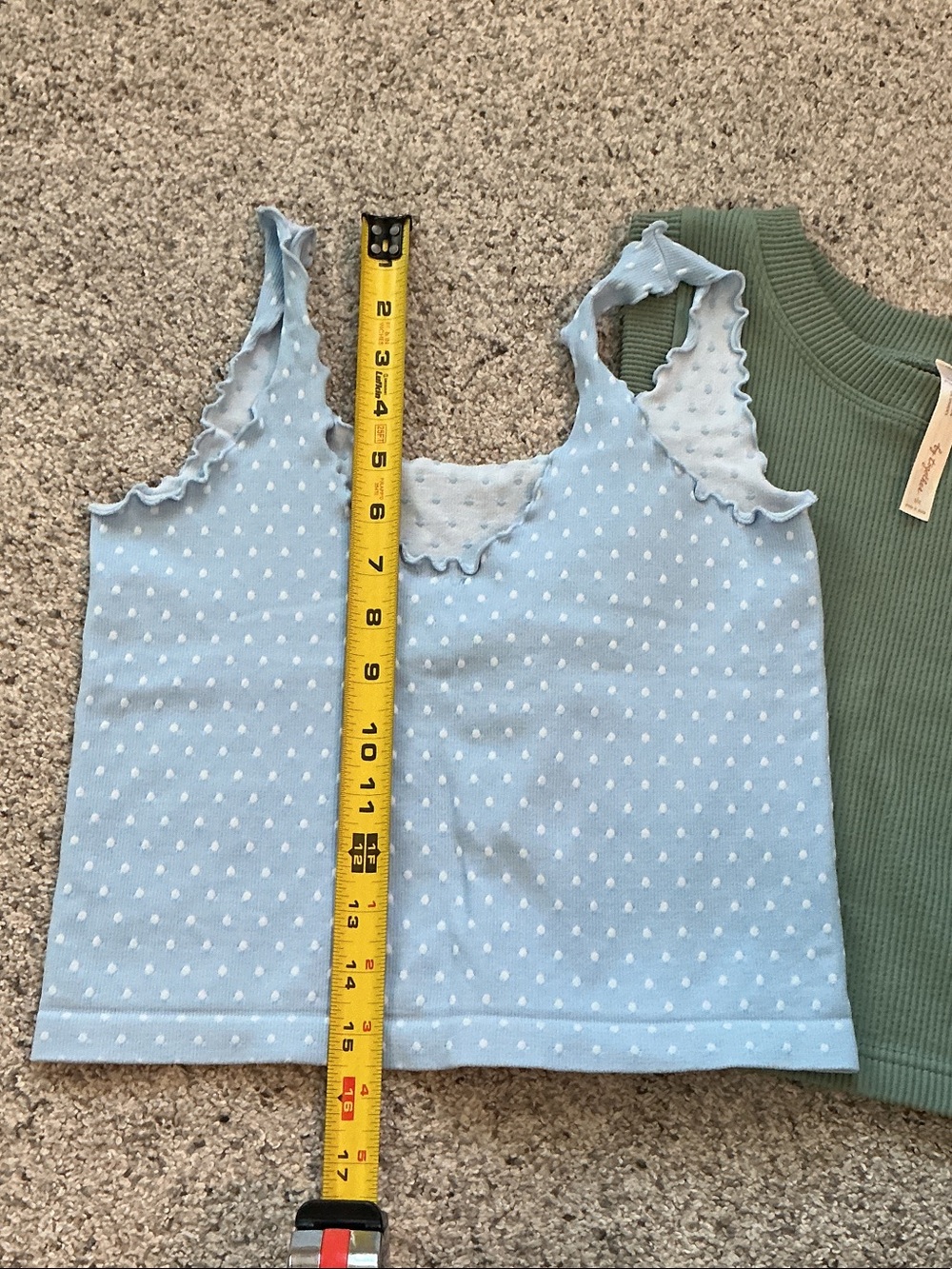New Bundle of 3 Seamless Tank Tops ~ Pink, Light Blue Polka Dot, Green - Picture 5 of 8